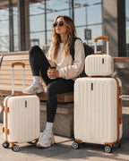 UUH 4 Piece Luggage Set White Hardshell Suitcases