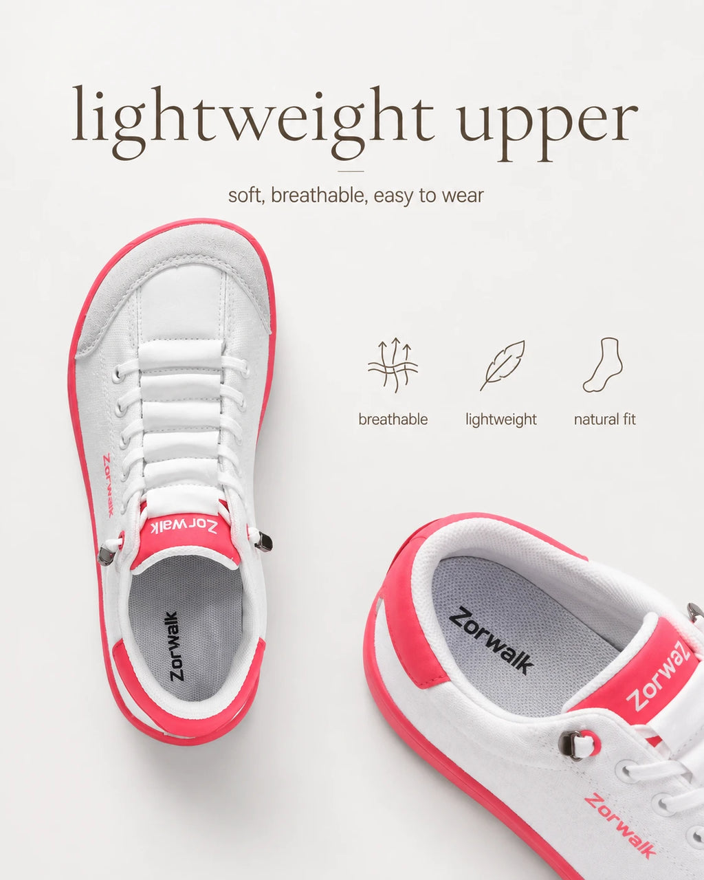 UUH Women's Wide Toe Box Barefoot Sneakers – Zero Drop PU Leather