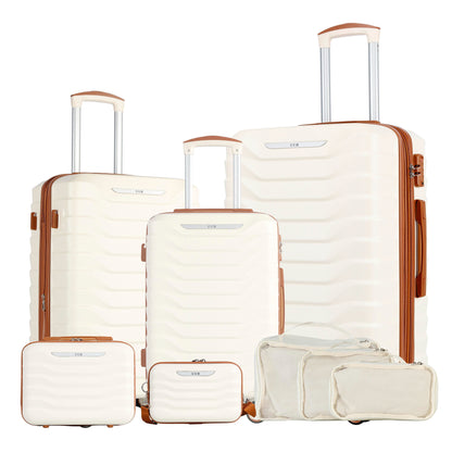 UUH Luxe - 5 Piece Luggage Set (8",14",20",24",28") Bags with 3 Storage and Makeup Bag