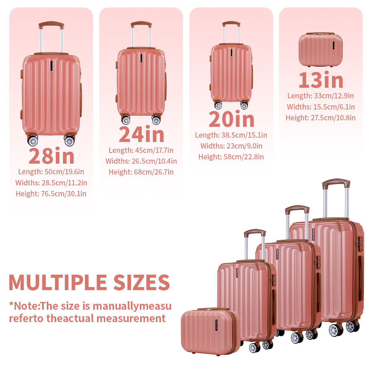 Pink Hardside Luggage​ Set Size | UUH