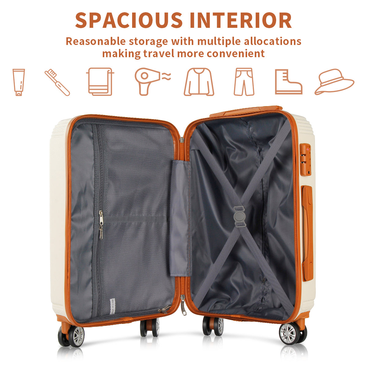 UUH Family Set 2.0 - 6 Piece Luggage Set Designer Suitcase Sets Lightweight  (14",20",24",28")