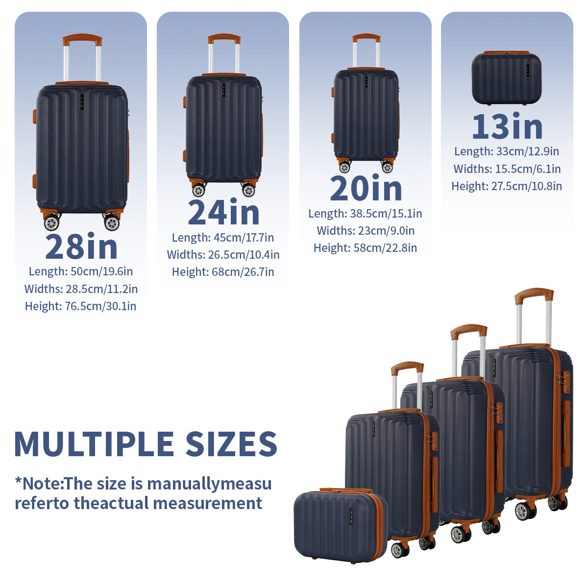 UUH Family Set 2.0 - 6 Piece Luggage Set Designer Suitcase Sets Lightweight  (14",20",24",28")