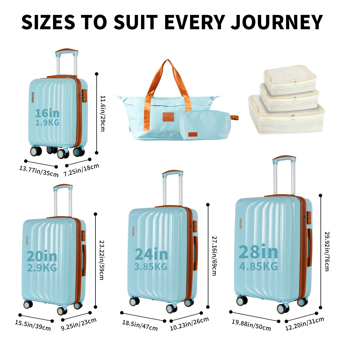 Luggage And Bag Set Sky Blue