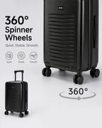 UUH 3 Piece Black Luggage Set ABS Hardshell - UUH OFFICIAL - Luggage Set - UUH OFFICIAL