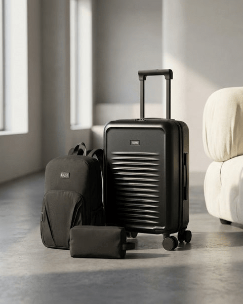 UUH 3 Piece Black Luggage Set ABS Hardshell - UUH OFFICIAL - Luggage Set - UUH OFFICIAL