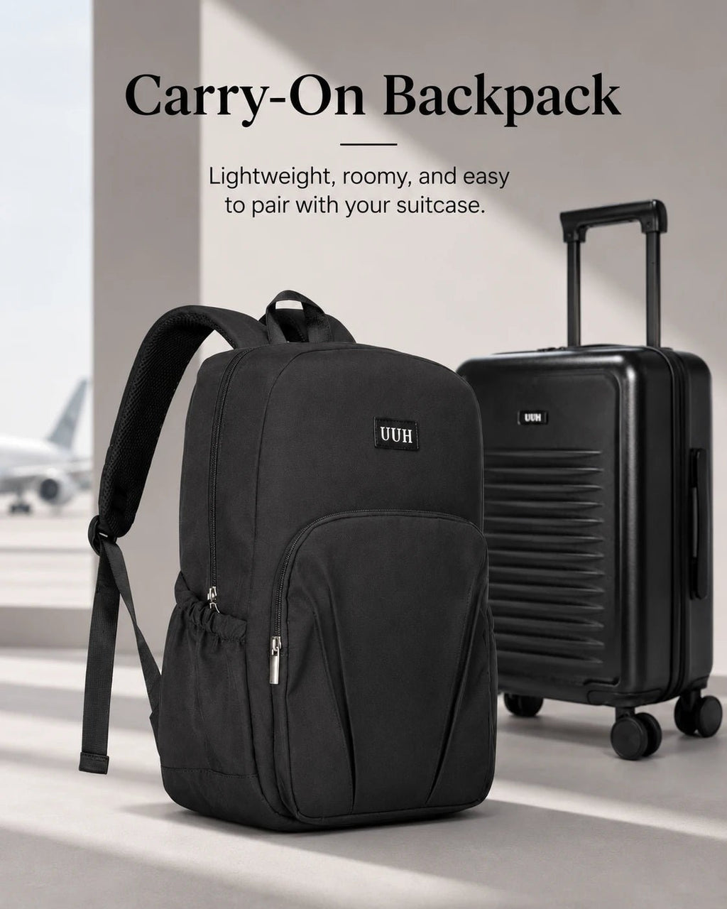 UUH 3 Piece Black Luggage Set ABS Hardshell - UUH OFFICIAL - Luggage Set - UUH OFFICIAL