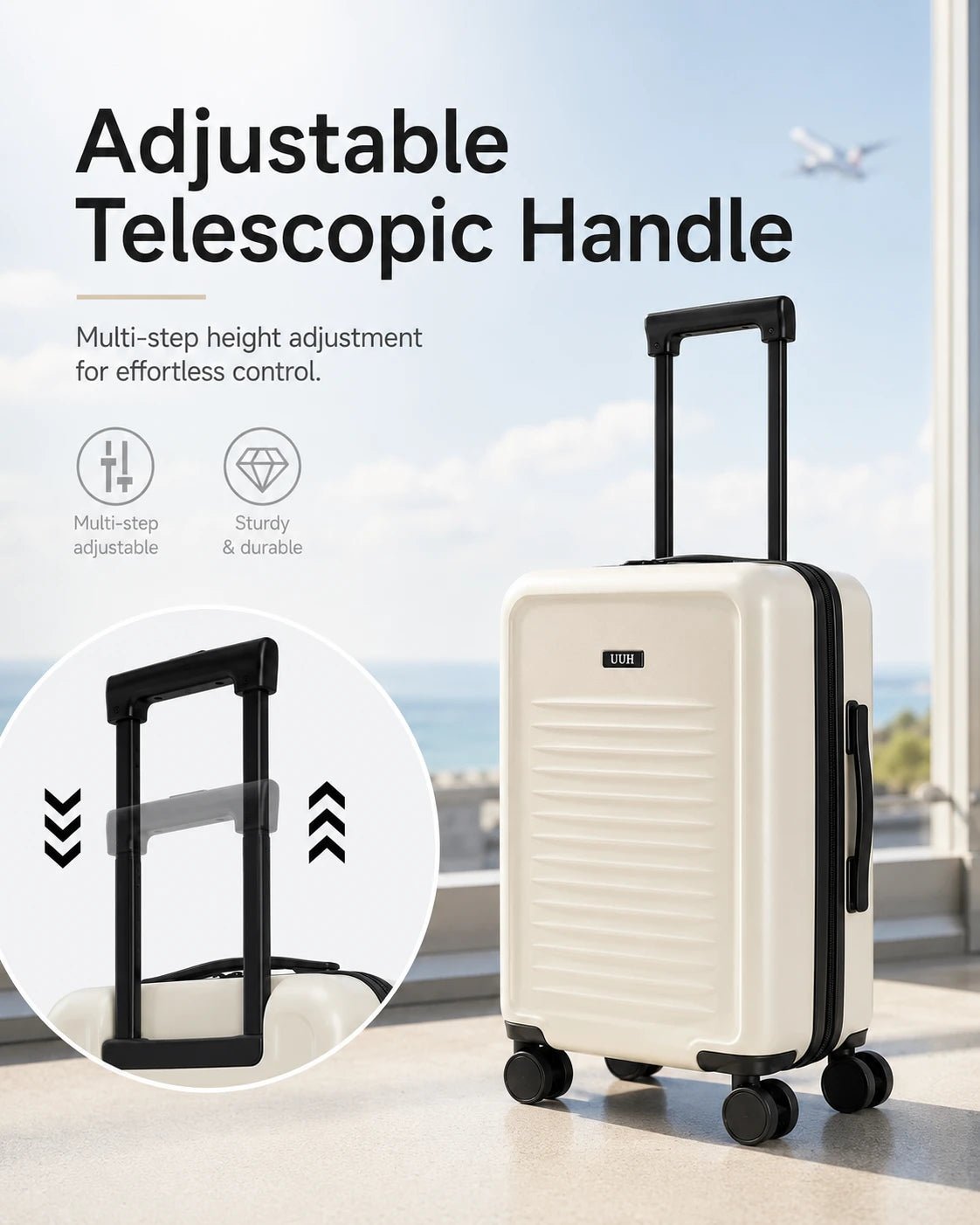 UUH 3 Piece White Luggage Set - UUH OFFICIAL - Luggage Set - UUH OFFICIAL