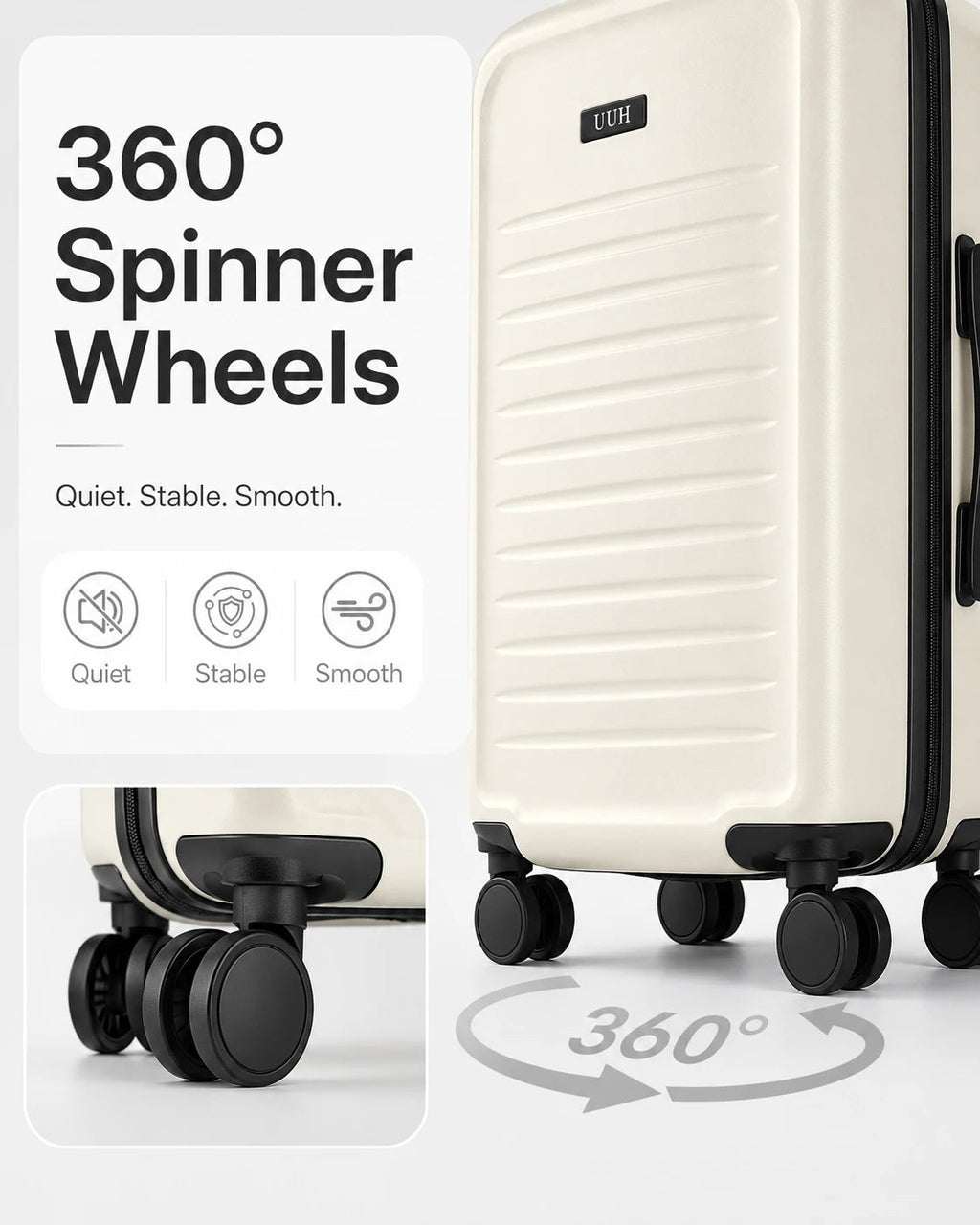 UUH 3 Piece White Luggage Set - UUH OFFICIAL - Luggage Set - UUH OFFICIAL