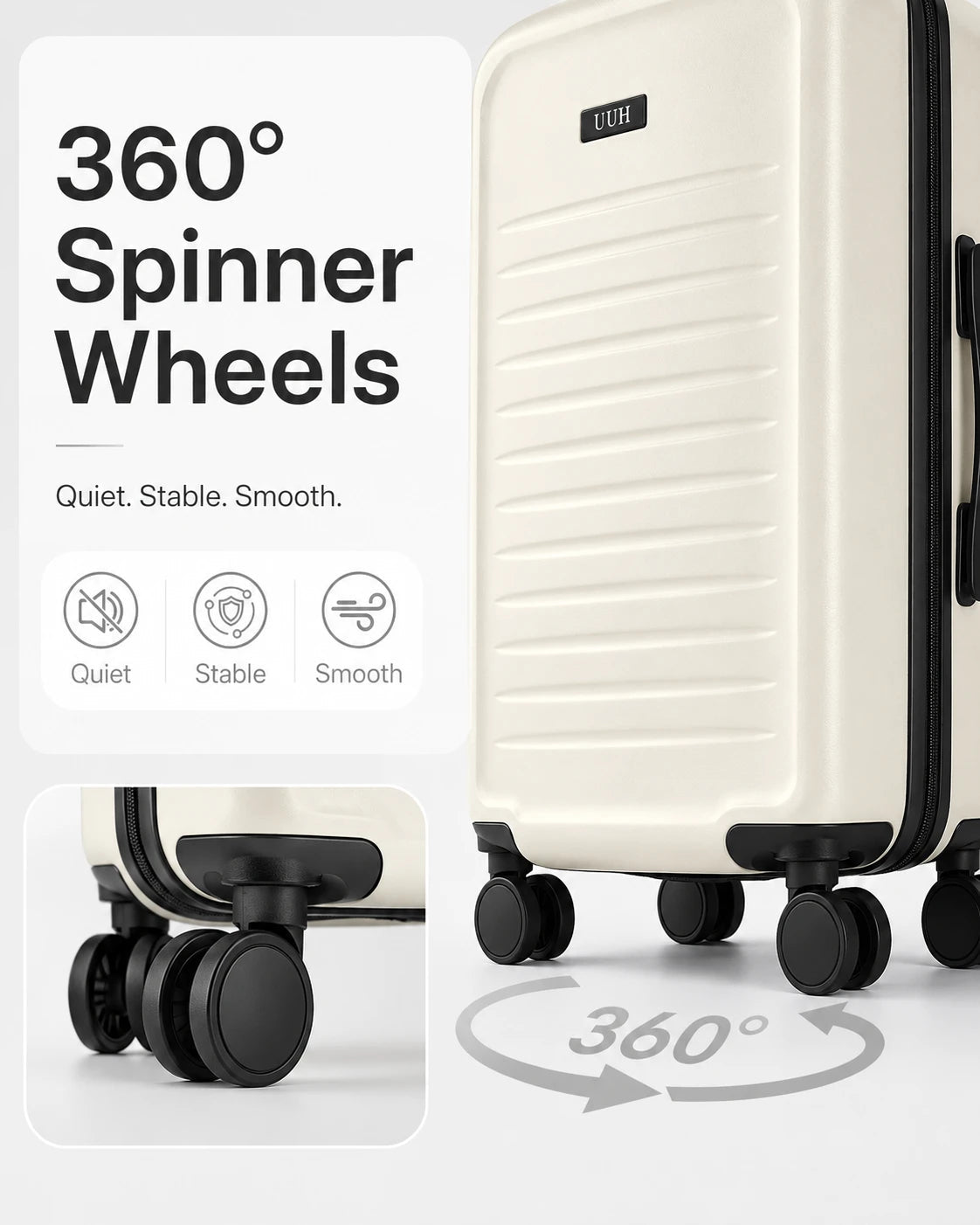 UUH 3 Piece White Luggage Set - UUH OFFICIAL - Luggage Set - UUH OFFICIAL