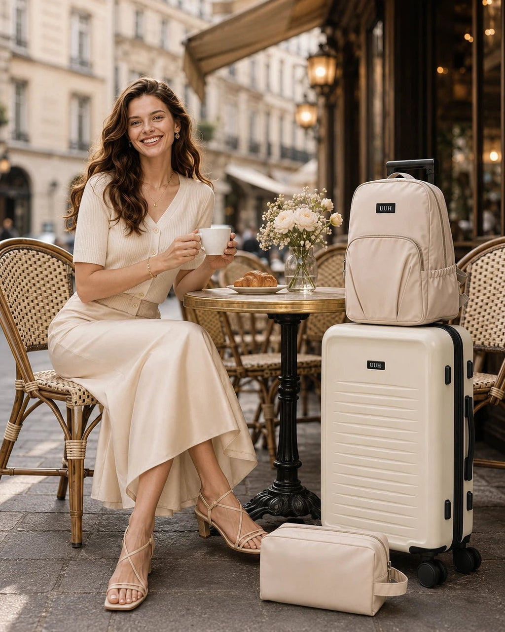 UUH 3 Piece White Luggage Set - UUH OFFICIAL - Luggage Set - UUH OFFICIAL