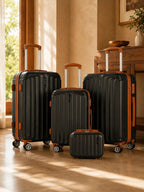 UUH 4 Piece Luggage Set Black Hardshell Suitcases - UUH OFFICIAL - Luggage Set - UUH OFFICIAL