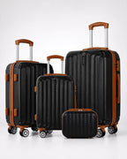 UUH 4 Piece Luggage Set Black Hardshell Suitcases - UUH OFFICIAL - Luggage Set - UUH OFFICIAL