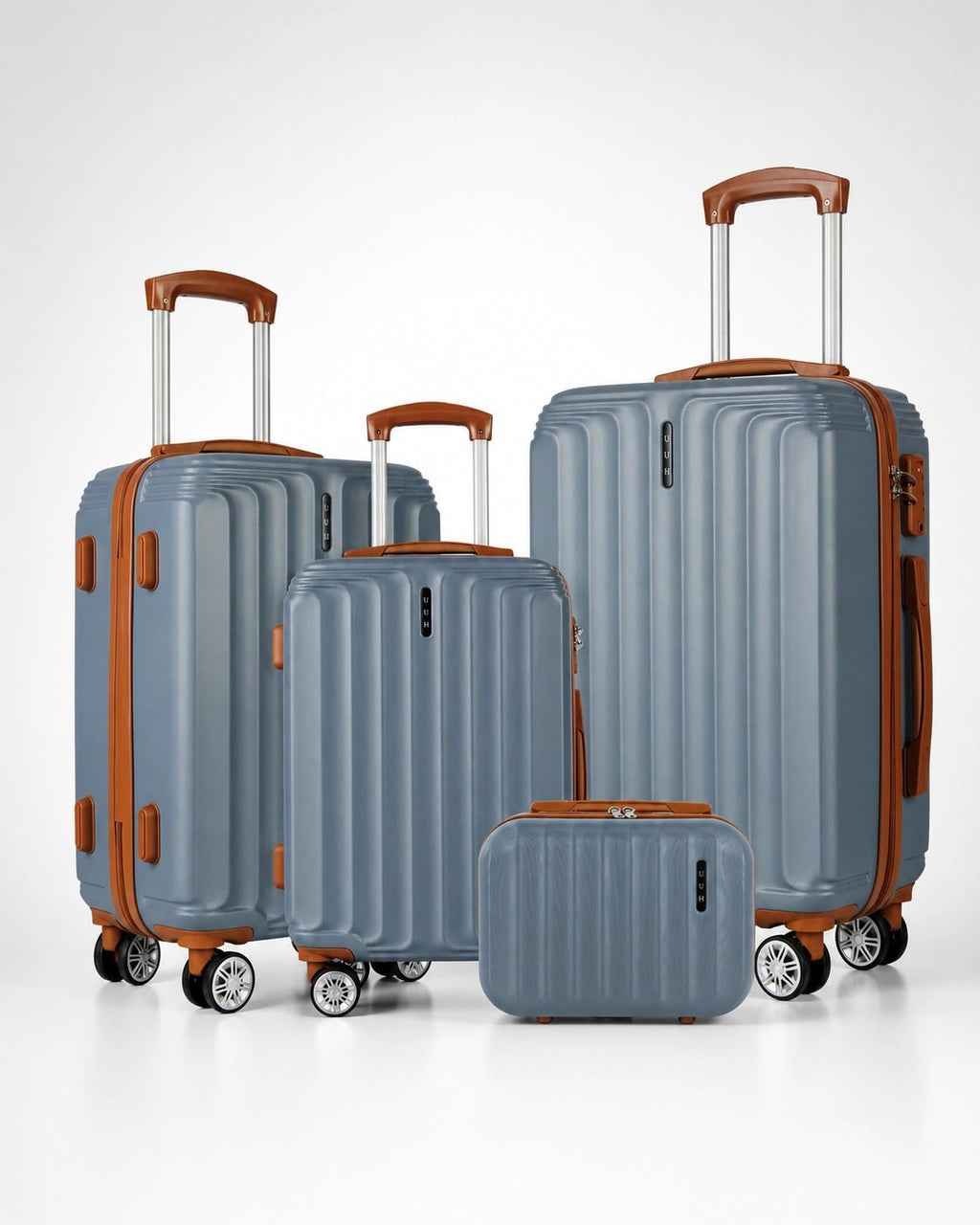 UUH 4 Piece Luggage Set Gray Hardshell Suitcases - UUH OFFICIAL - Luggage Set - UUH OFFICIAL