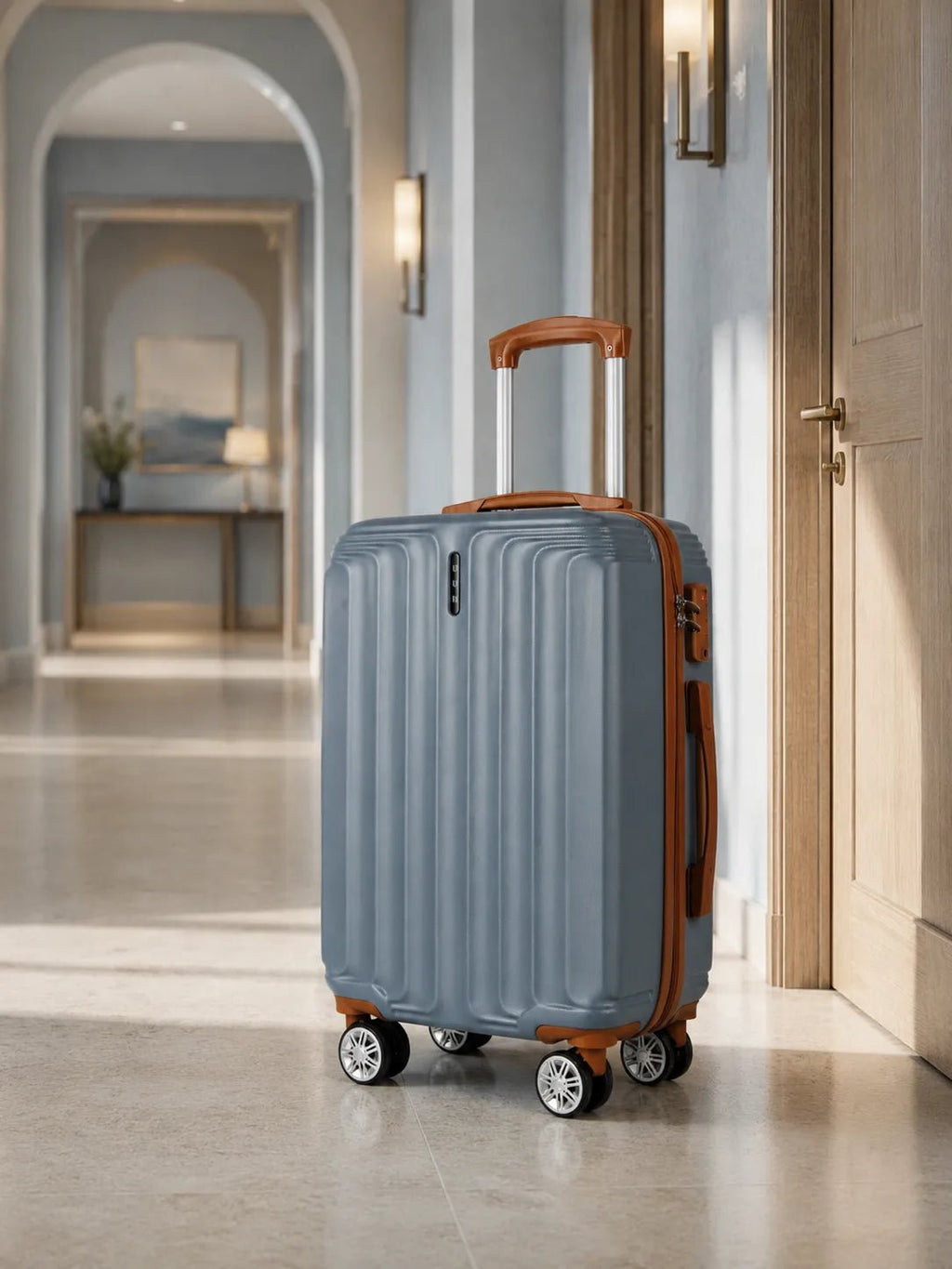 UUH 4 Piece Luggage Set Gray Hardshell Suitcases - UUH OFFICIAL - Luggage Set - UUH OFFICIAL