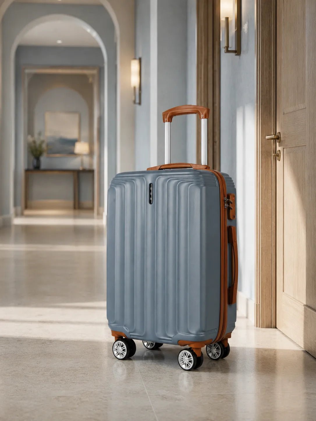 UUH 4 Piece Luggage Set Gray Hardshell Suitcases - UUH OFFICIAL - Luggage Set - UUH OFFICIAL