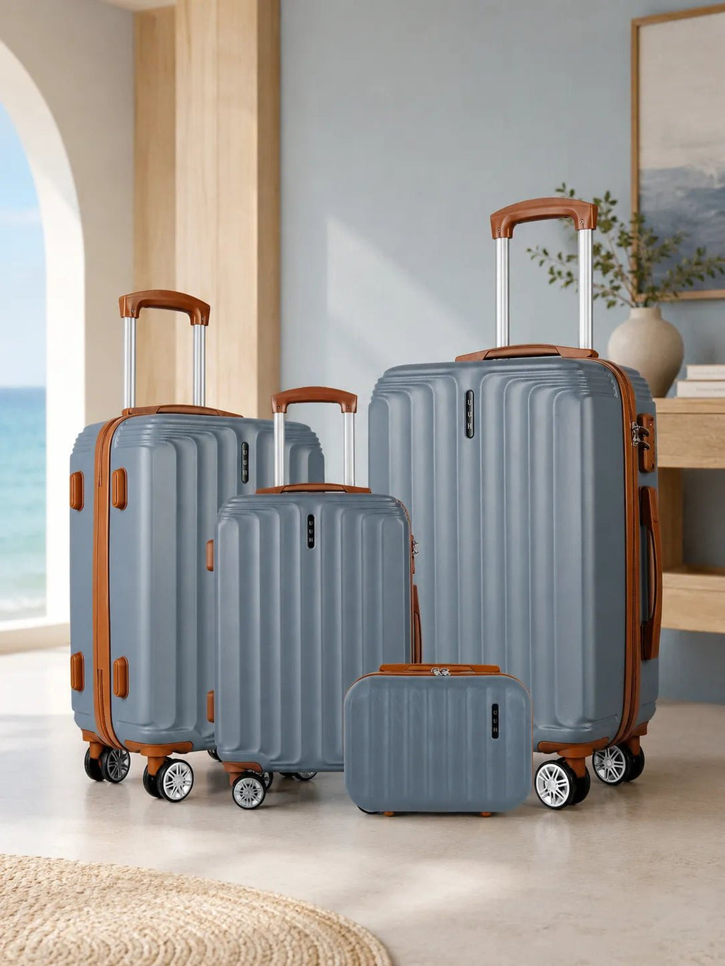 UUH 4 Piece Luggage Set Gray Hardshell Suitcases - UUH OFFICIAL - Luggage Set - UUH OFFICIAL