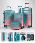 UUH 4 Piece Luggage Set Green Red Gradient Hardshell Suitcases - UUH OFFICIAL - Luggage Set - UUH OFFICIAL