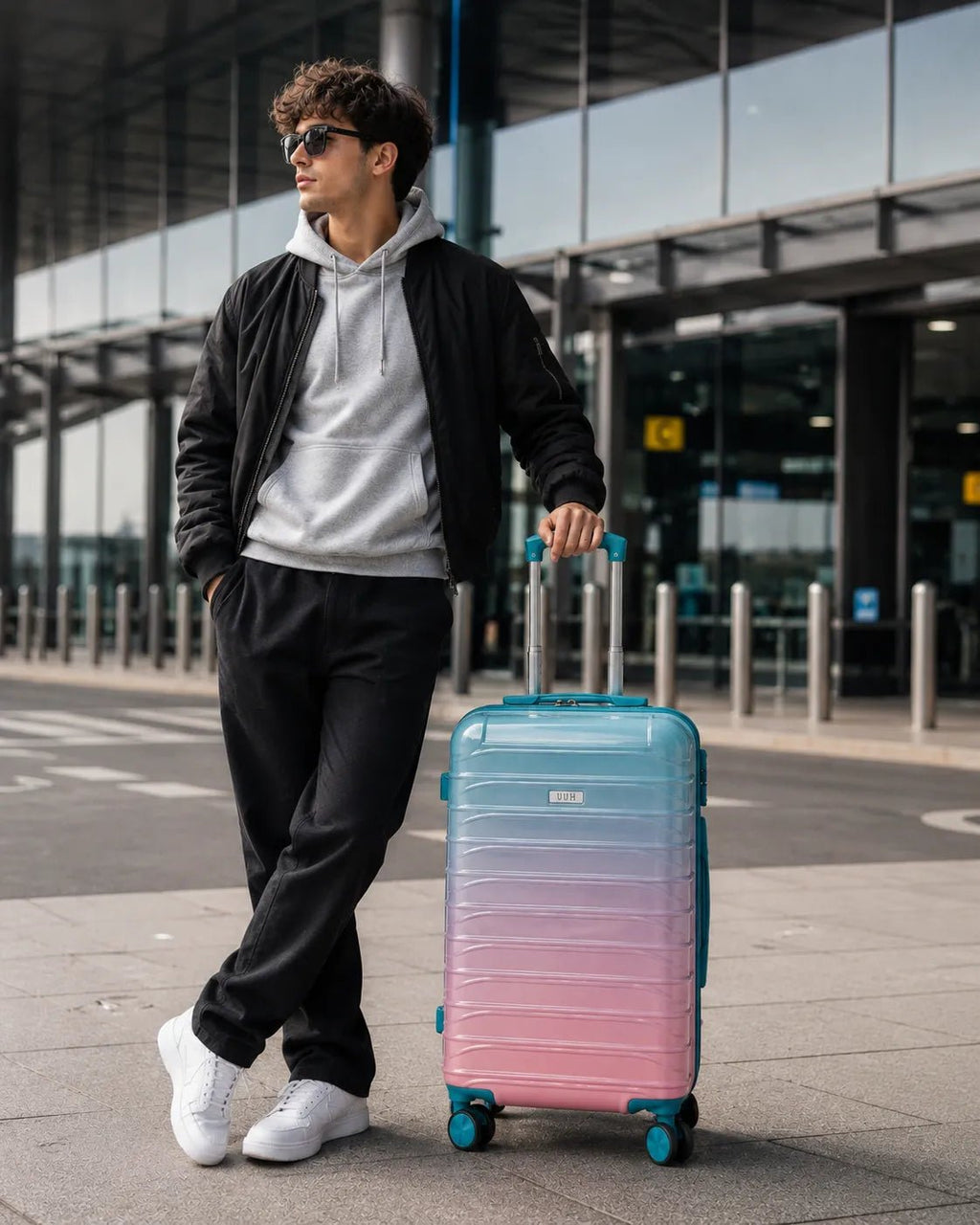 UUH 4 Piece Luggage Set Green Red Gradient Hardshell Suitcases - UUH OFFICIAL - Luggage Set - UUH OFFICIAL