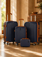 UUH 4 Piece Luggage Set Navy Blue Hardshell Suitcases - UUH OFFICIAL - Luggage Set - UUH OFFICIAL