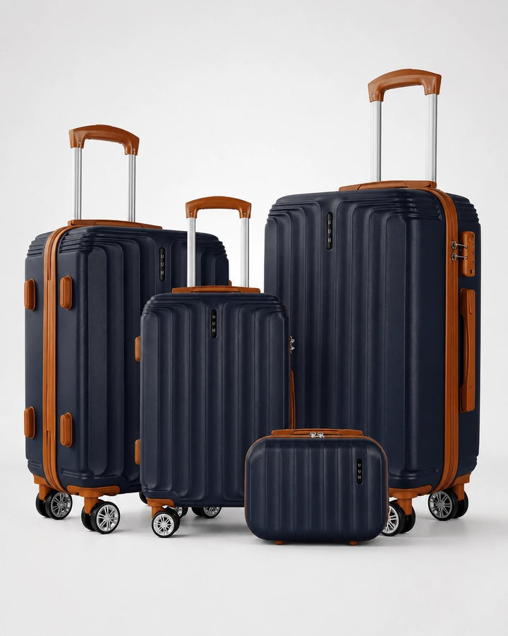 UUH 4 Piece Luggage Set Navy Blue Hardshell Suitcases - UUH OFFICIAL - Luggage Set - UUH OFFICIAL