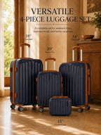 UUH 4 Piece Luggage Set Navy Blue Hardshell Suitcases - UUH OFFICIAL - Luggage Set - UUH OFFICIAL