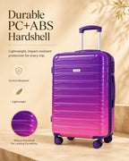 UUH 4 Piece Luggage Set Purple Pink Hardshell Suitcases - UUH OFFICIAL - Luggage Set - UUH OFFICIAL