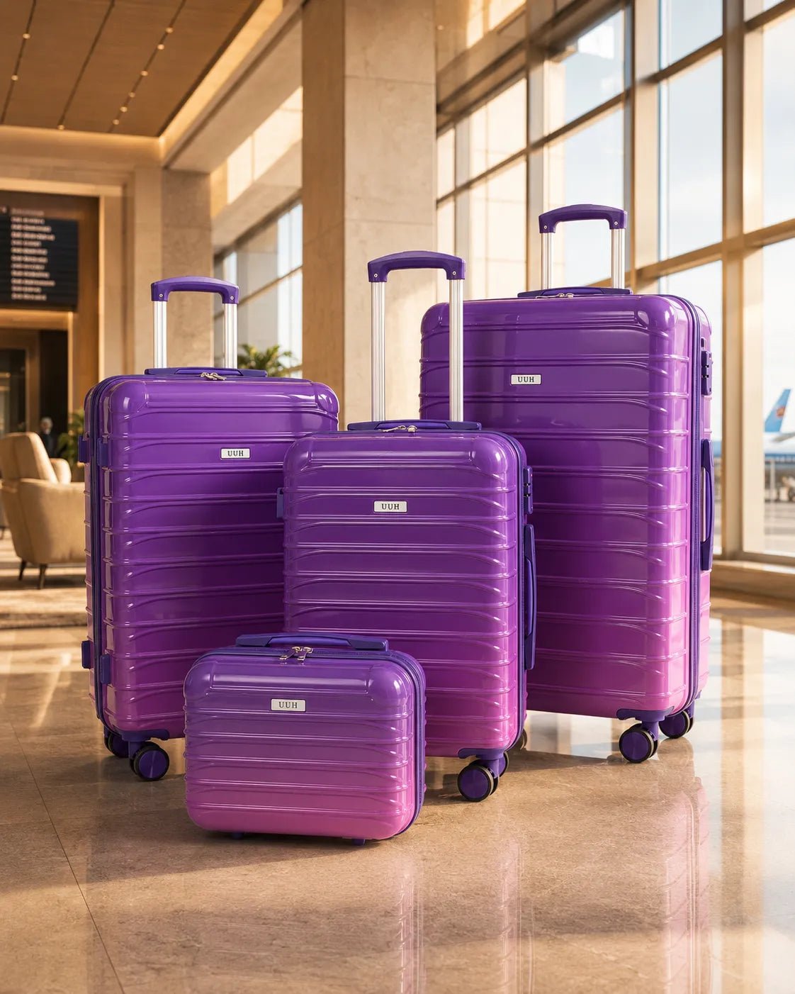 UUH 4 Piece Luggage Set Purple Pink Hardshell Suitcases - UUH OFFICIAL - Luggage Set - UUH OFFICIAL