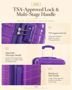UUH 4 Piece Luggage Set Purple Pink Hardshell Suitcases - UUH OFFICIAL - Luggage Set - UUH OFFICIAL