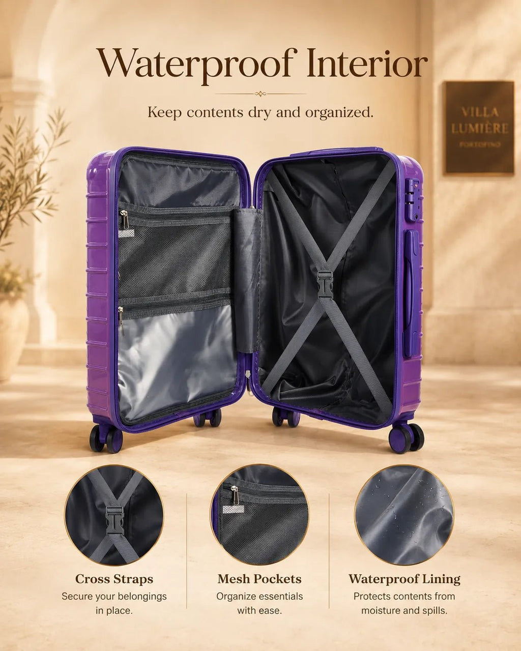 UUH 4 Piece Luggage Set Purple Pink Hardshell Suitcases - UUH OFFICIAL - Luggage Set - UUH OFFICIAL