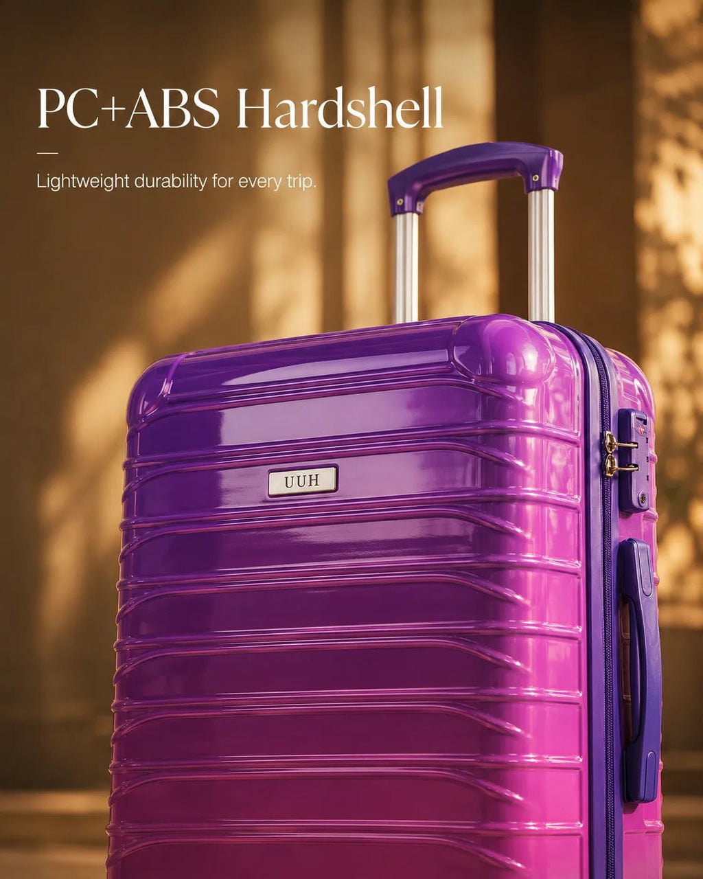 UUH 4 Piece Luggage Set Purple Pink Hardshell Suitcases - UUH OFFICIAL - Luggage Set - UUH OFFICIAL