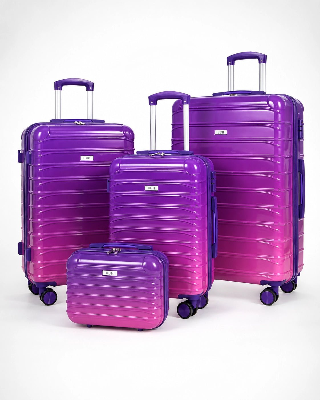 UUH 4 Piece Luggage Set Purple Pink Hardshell Suitcases - UUH OFFICIAL - Luggage Set - UUH OFFICIAL