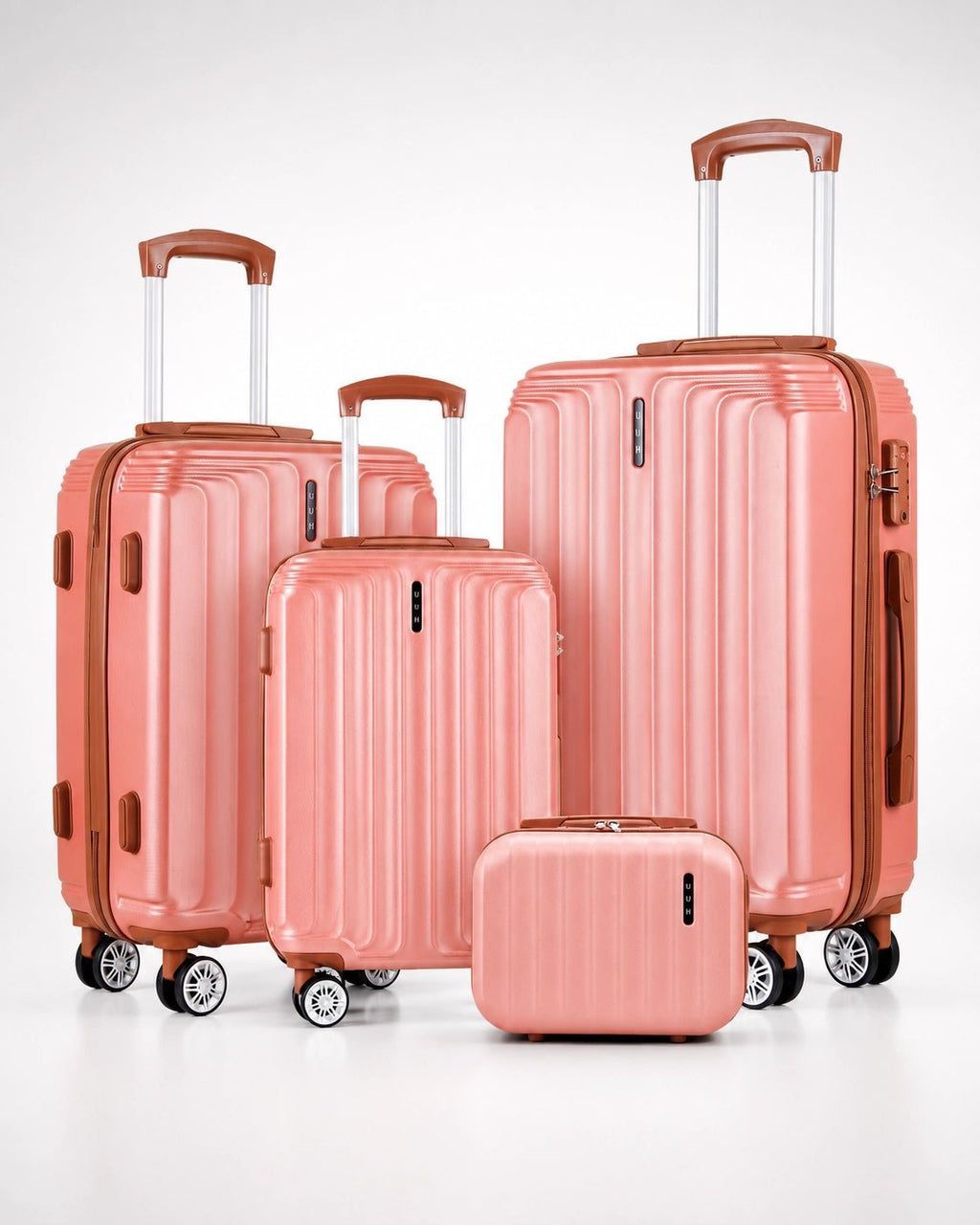 UUH 4 Piece Luggage Set Rose Gold Hardshell Suitcases - UUH OFFICIAL - Luggage Set - UUH OFFICIAL