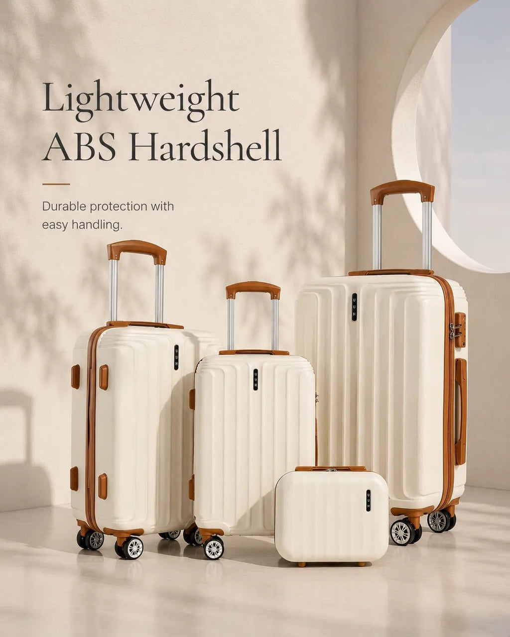 UUH 4 Piece Luggage Set White Hardshell Suitcases - UUH OFFICIAL - Luggage Set - UUH OFFICIAL