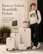 UUH 4 Piece Luggage Set White Hardshell Suitcases - UUH OFFICIAL - Luggage Set - UUH OFFICIAL