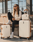 UUH 4 Piece Luggage Set White Hardshell Suitcases - UUH OFFICIAL - Luggage Set - UUH OFFICIAL