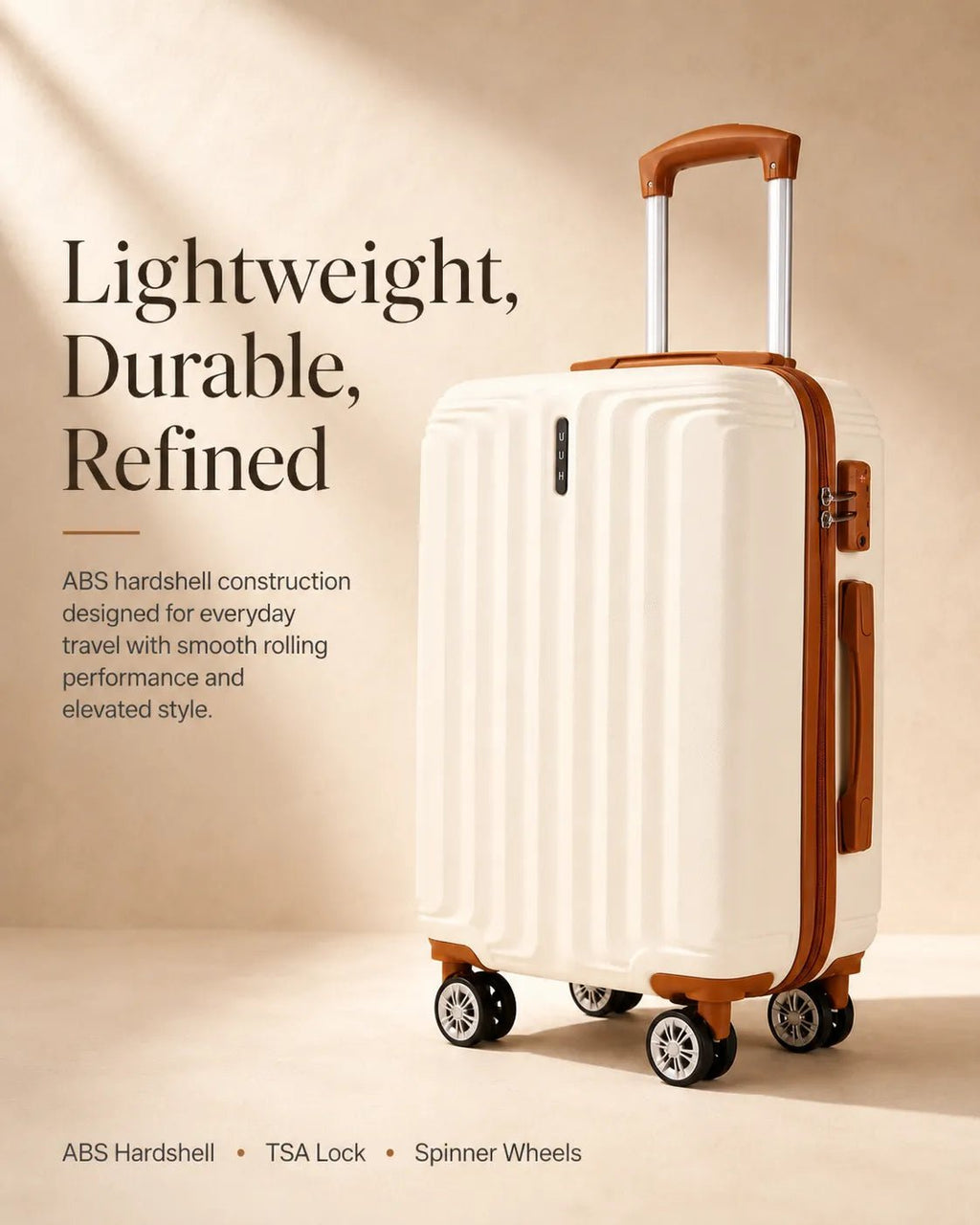 UUH 4 Piece Luggage Set White Hardshell Suitcases - UUH OFFICIAL - Luggage Set - UUH OFFICIAL