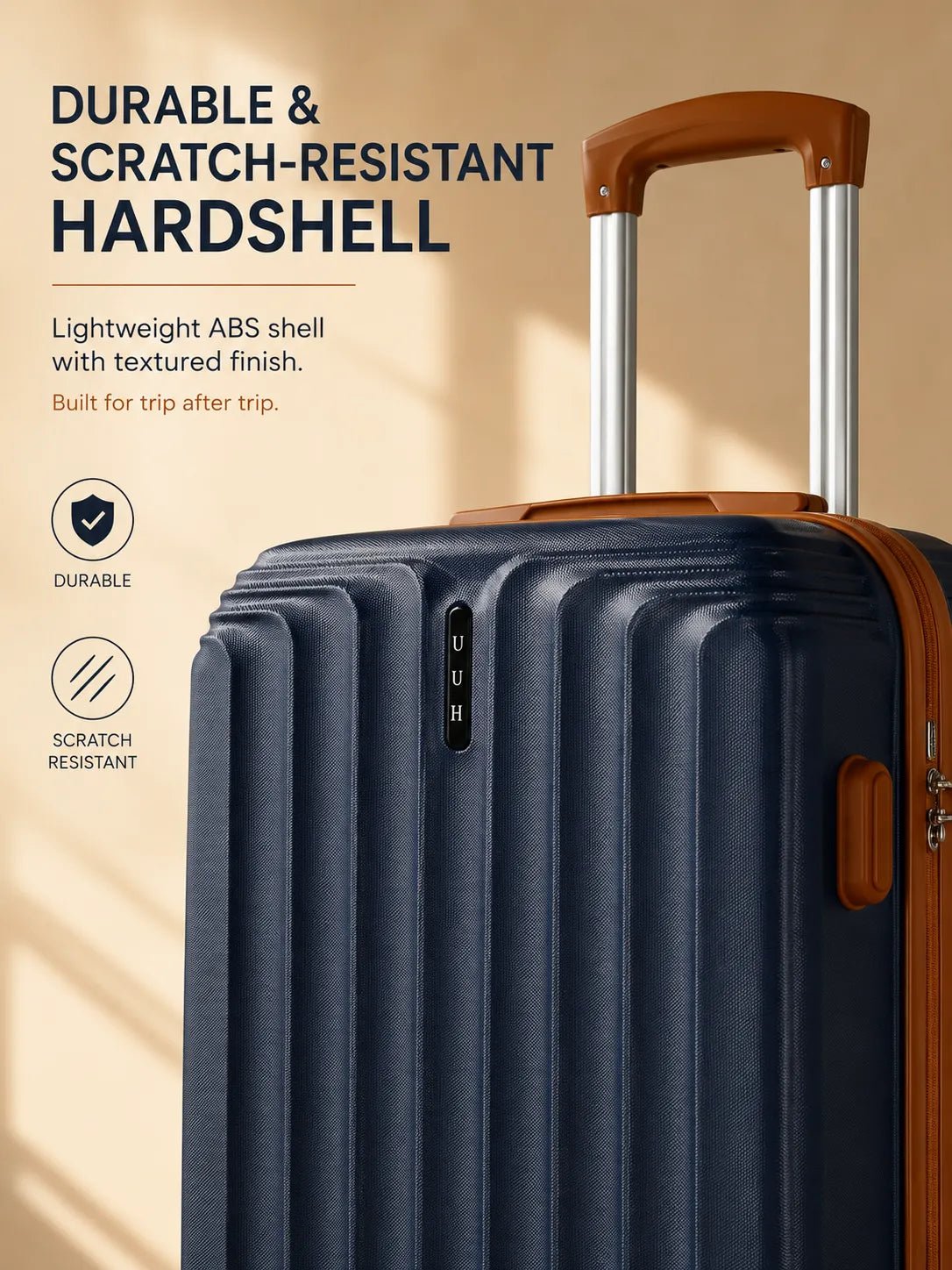 UUH 6 Piece Luggage Set Navy Blue Hardshell Suitcases - UUH OFFICIAL - Luggage Set - UUH OFFICIAL