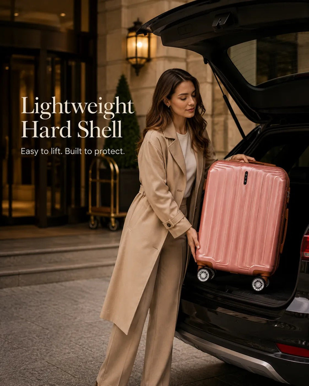 UUH 6 Piece Luggage Set Rose Gold Hardshell Suitcases - UUH OFFICIAL - Luggage Set - UUH OFFICIAL