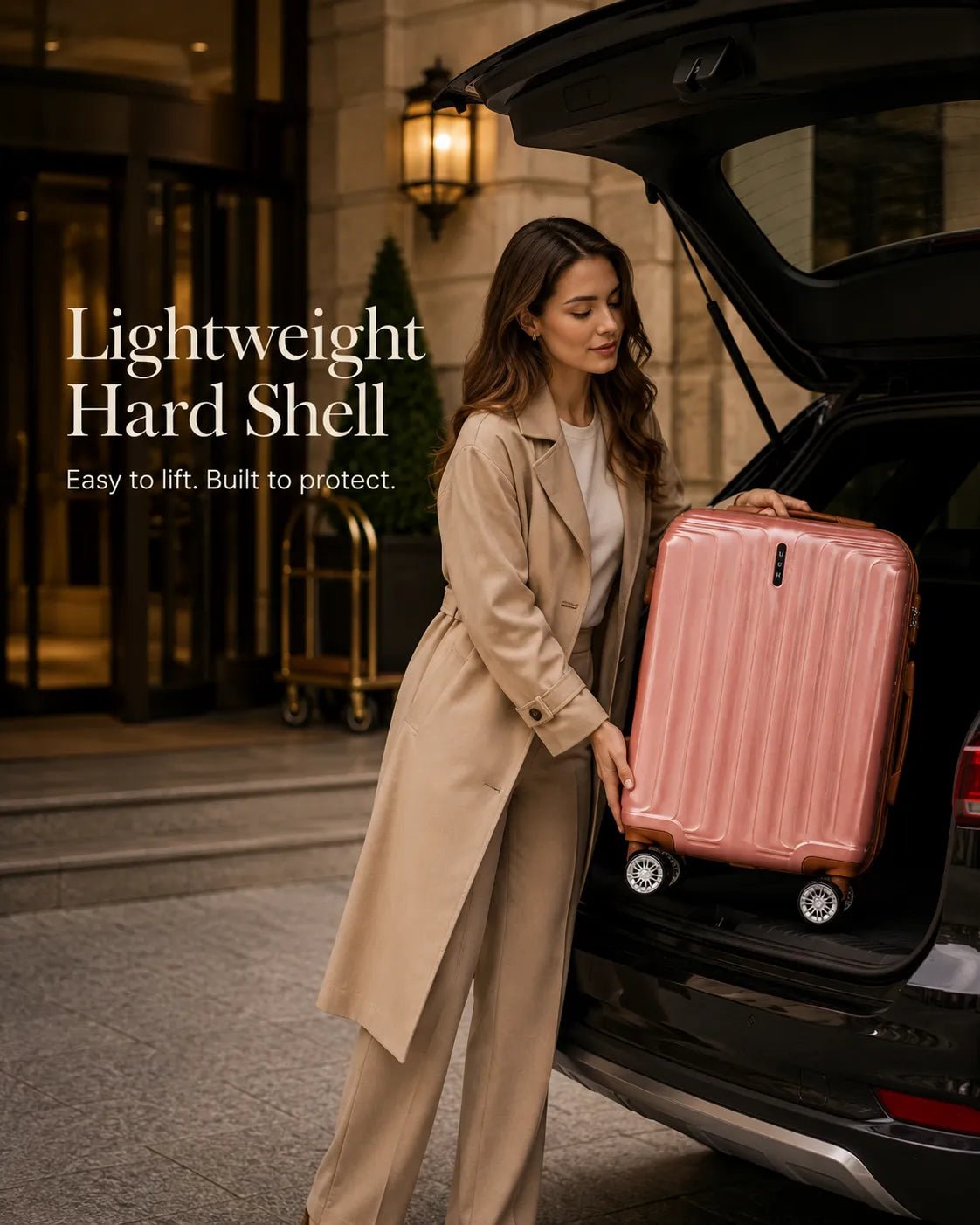 UUH 6 Piece Luggage Set Rose Gold Hardshell Suitcases - UUH OFFICIAL - Luggage Set - UUH OFFICIAL