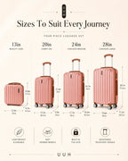 UUH 6 Piece Luggage Set Rose Gold Hardshell Suitcases - UUH OFFICIAL - Luggage Set - UUH OFFICIAL