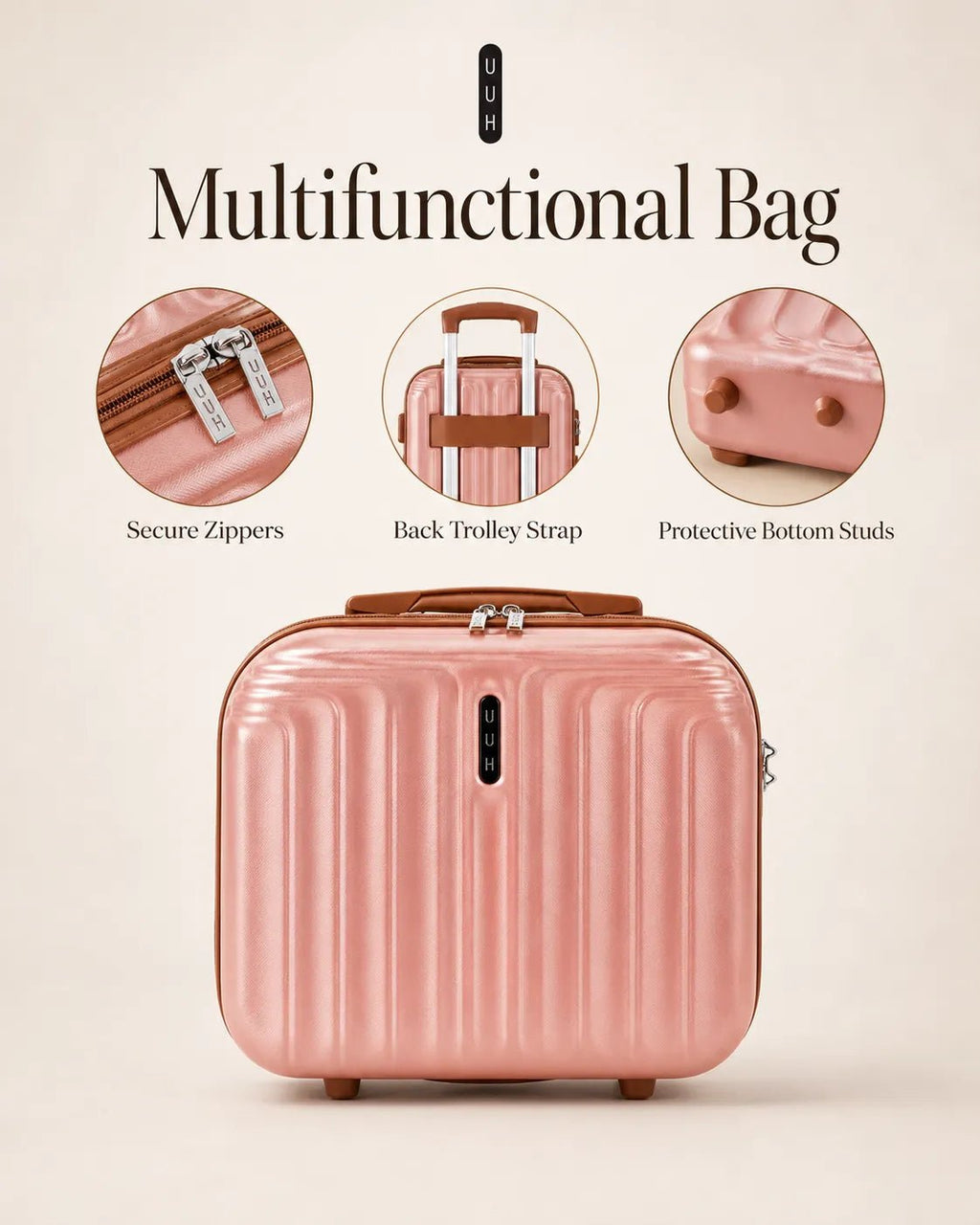 UUH 6 Piece Luggage Set Rose Gold Hardshell Suitcases - UUH OFFICIAL - Luggage Set - UUH OFFICIAL