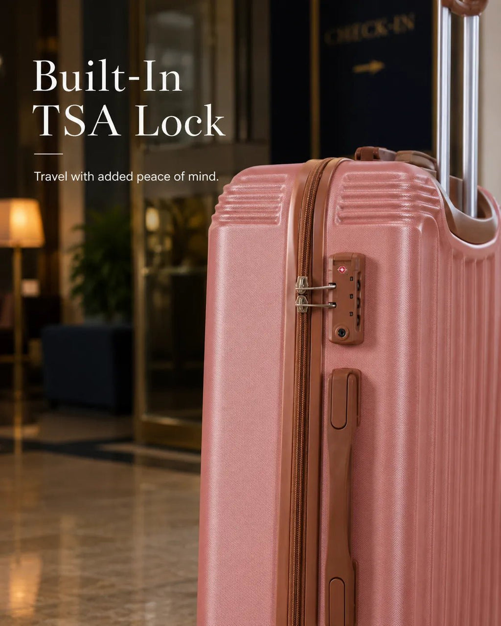 UUH 6 Piece Luggage Set Rose Gold Hardshell Suitcases - UUH OFFICIAL - Luggage Set - UUH OFFICIAL