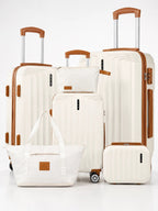 UUH 6 Piece Luggage Set White Hardshell Suitcases - UUH OFFICIAL - Luggage Set - UUH OFFICIAL