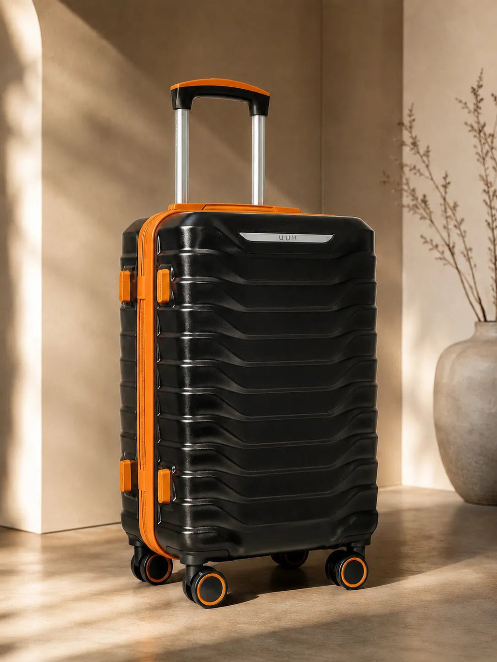 UUH 7 Piece Luggage Set Black Hardshell Suitcases - UUH OFFICIAL - Luggage Set - UUH OFFICIAL
