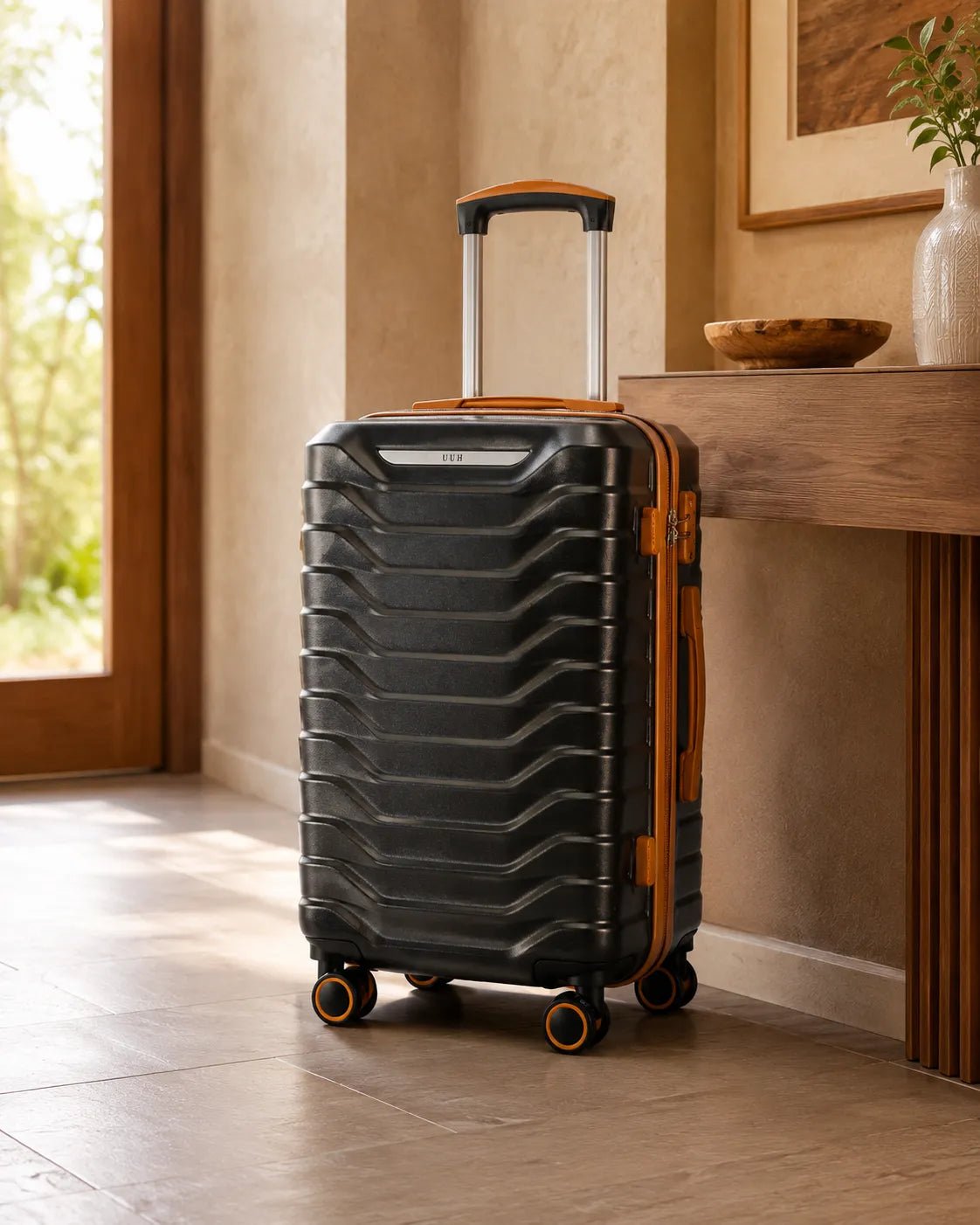 UUH 7 Piece Luggage Set Black Hardshell Suitcases - UUH OFFICIAL - Luggage Set - UUH OFFICIAL