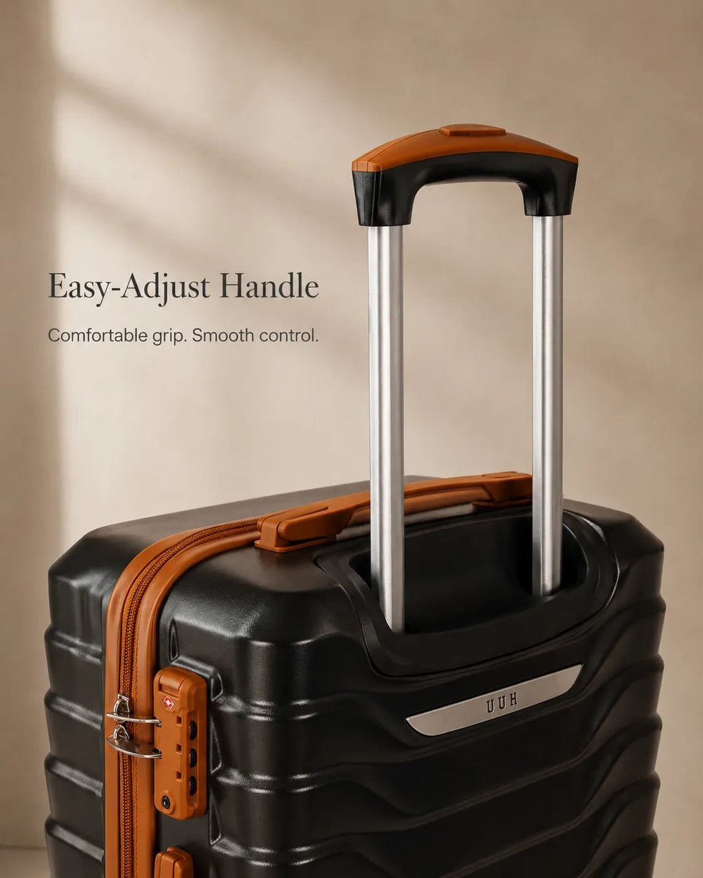 UUH 7 Piece Luggage Set Black Hardshell Suitcases - UUH OFFICIAL - Luggage Set - UUH OFFICIAL