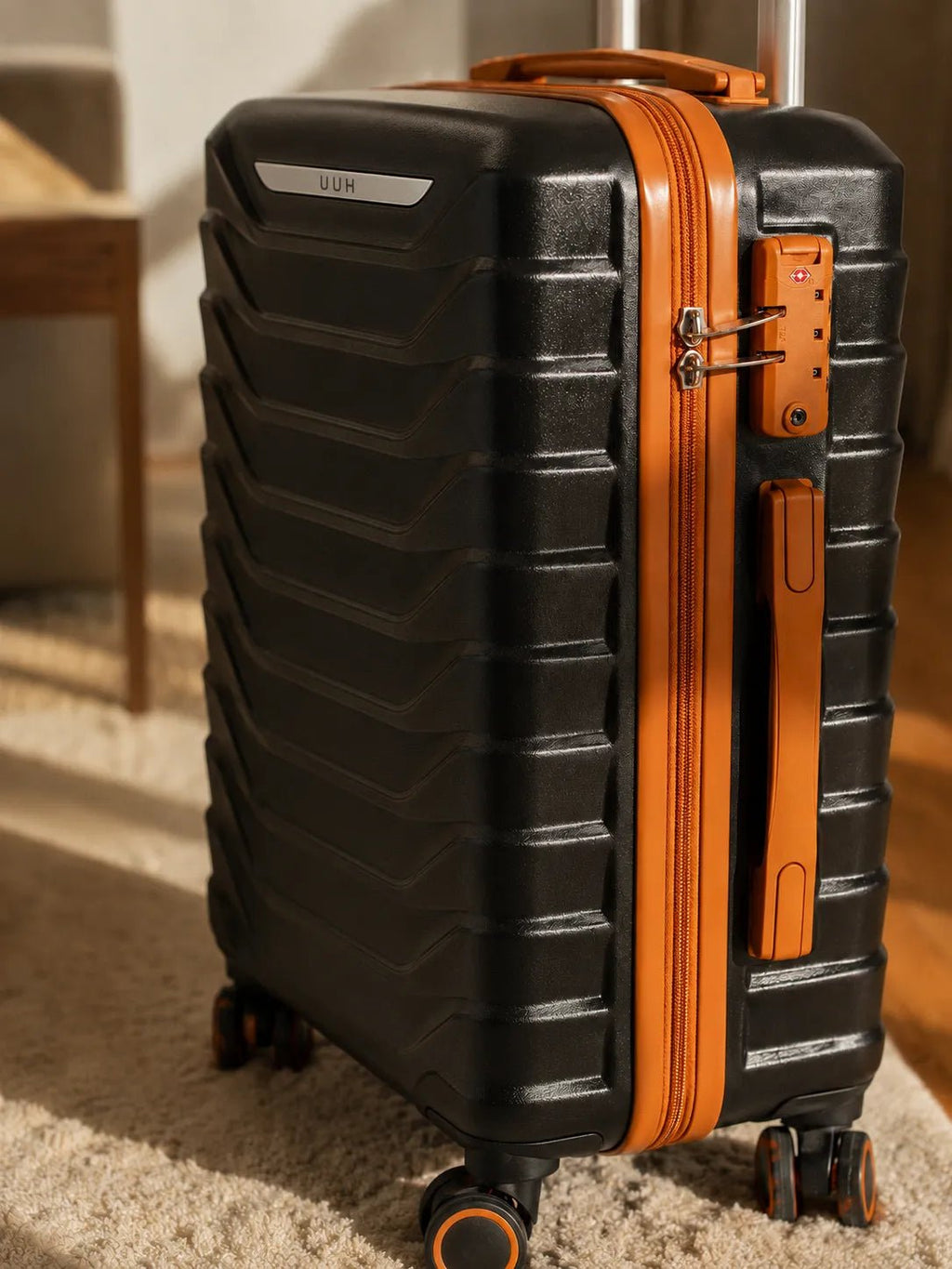 UUH 7 Piece Luggage Set Black Hardshell Suitcases - UUH OFFICIAL - Luggage Set - UUH OFFICIAL