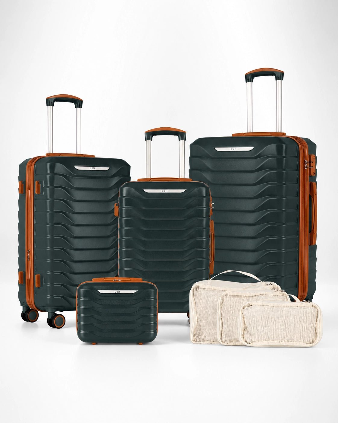 UUH 7 Piece Luggage Set Green Hardshell Suitcases - UUH OFFICIAL - Luggage Set - UUH OFFICIAL