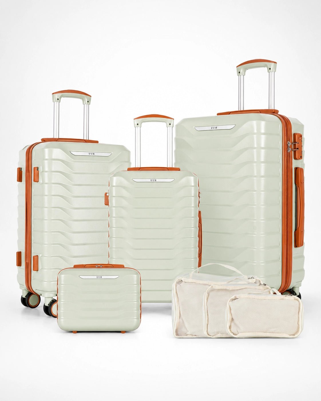 UUH 7 Piece Luggage Set Light Sage Green Hardshell Suitcases - UUH OFFICIAL - Luggage Set - UUH OFFICIAL