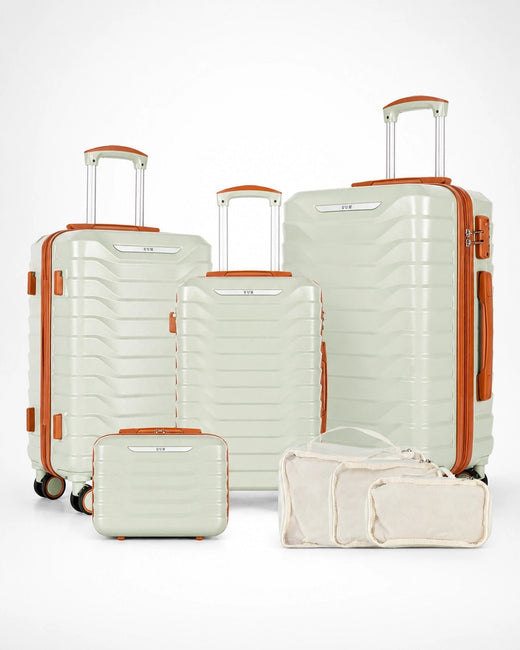 UUH 7 Piece Luggage Set Light Sage Green Hardshell Suitcases - UUH OFFICIAL - Luggage Set - UUH OFFICIAL